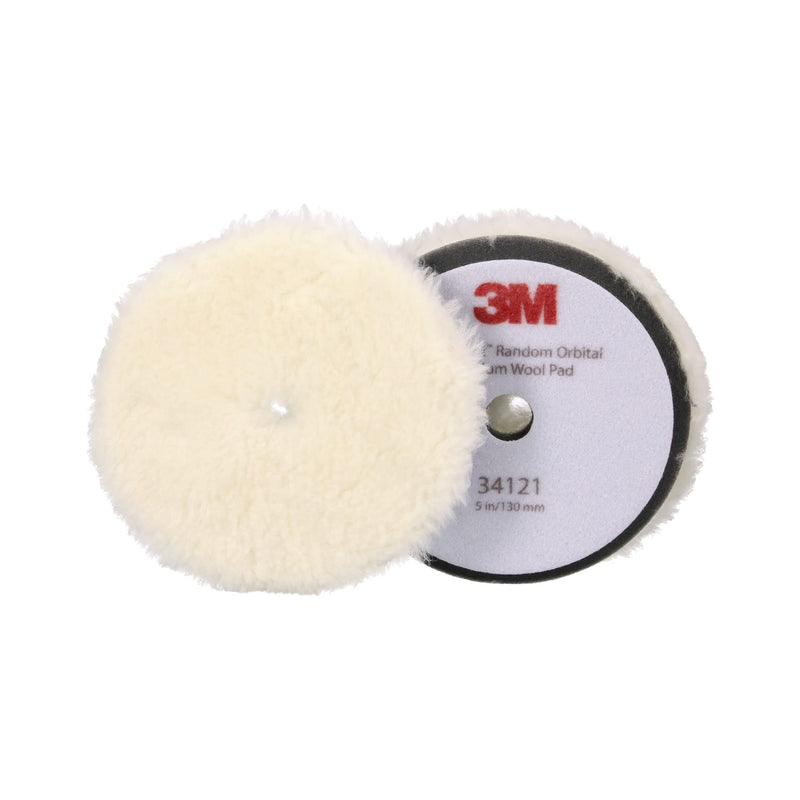 3M Perfect-It Random Orbital Medium Wool Compounding Pad, 5"/130 mm, White, 34121, Orbital Pads for Automotive Compounding and Polishing 5" 130mm
