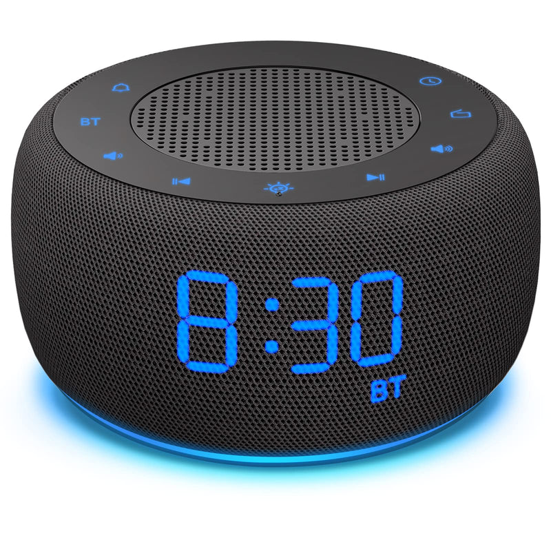 BUFFBEE Alarm Clock with Bluetooth Speaker & FM Radio for Bedside – Gradual Wake-Up Sounds, Fully Dimmable Display & Ambient Night Light, Plug-in Digital Clock for Bedroom Black