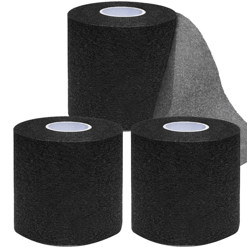 Pre Wrap Tape Athletic,3 Rolls X 22 Yards Black Prewrap Headbands for Hair,Foam Underwrap Sports Wrap 3 Rolls X 22 Yards Pre Wrap Black