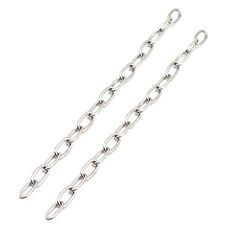 Stainless Steel Safety Chains 50CM (L) x 2MM (T) Long Link Chain Rings Light Duty Coil Chain for Hanging Pulling Towing (2mm*50cm-2 Pack) 2mm*50cm-2 pack