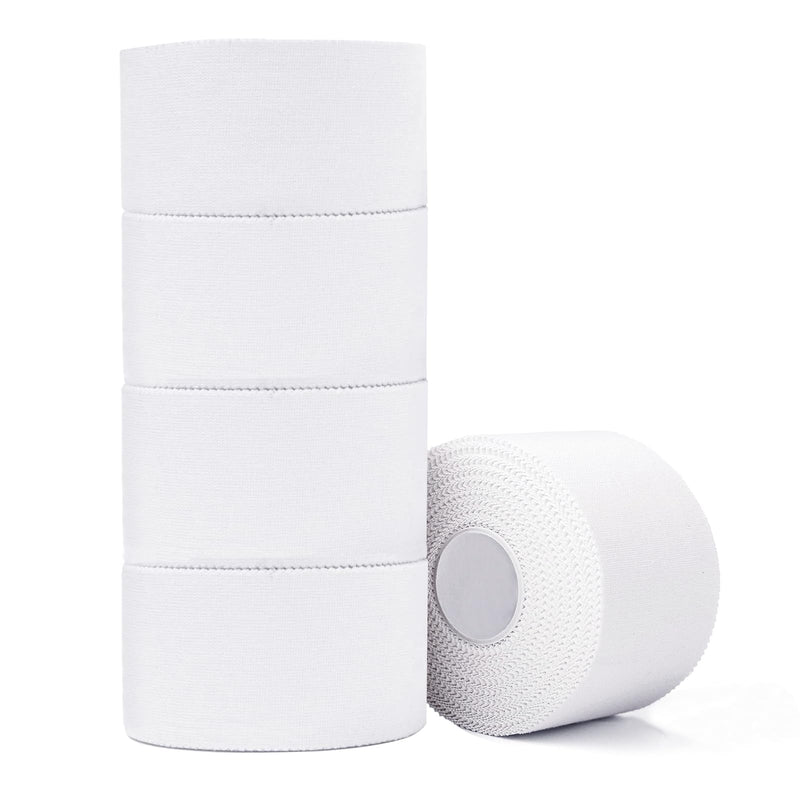 Athletic Tape,5 Pack White Sports Tape,Very Strong No Sticky Residue Wrist Ankle Tape for Gymnastics Boxing Lacrosse Climbing Hockey Bat Injuries Medical (1.5 Inches) White Athletic Tape (Cotton) -5 Rolls