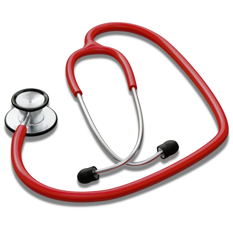 HCS Red Stethoscope, Premium Stainless Steel - Medical, Dual Head Stethoscopes for Nurses, Doctors, Veterinary, Nursing School, Work, Home - 22 inch Tubing