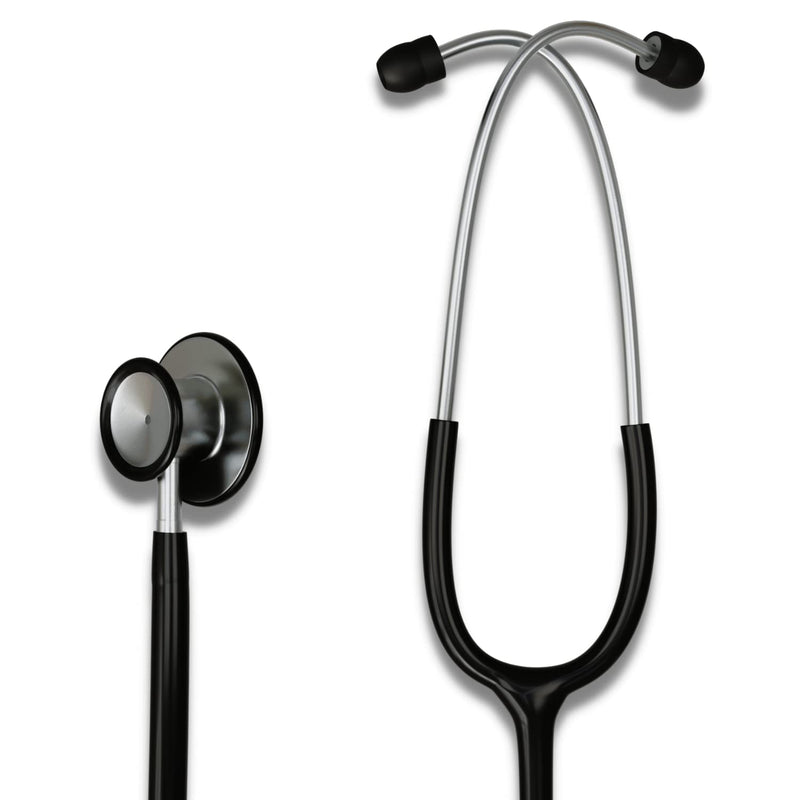 HCS Stethoscope, Classic Lightweight - Medical Grade, Dual Head Stethoscopes for Nurses, Students, Home - 22 inch Tubing (Black) Black