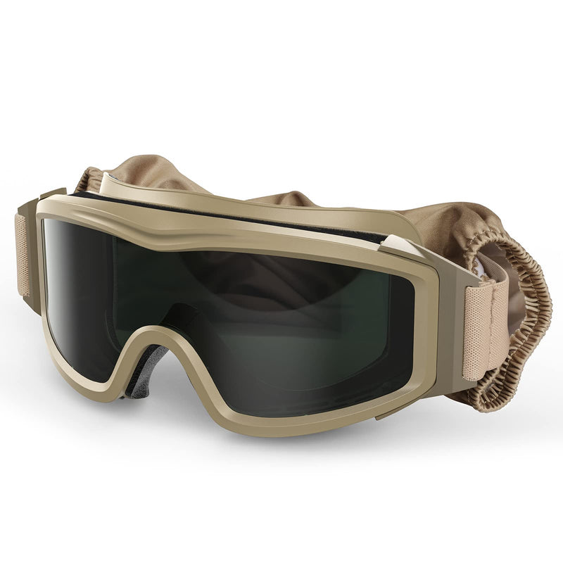 xaegistac Tactical Airsoft Goggles Anti Fog Military Glasses, Ballistic Safety Goggles for Shooting Hunting Khaki