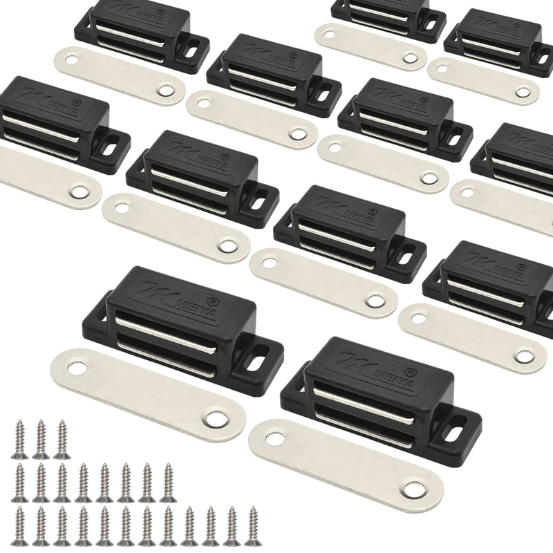 12Pack 15lbs Cabinet Magnets Magnetic Door Catch for Kitchen Closet Door Bathroom Cupboard Wardrobe Closing Drawer Latch and Shutters with Mounting Screws (Black) Black