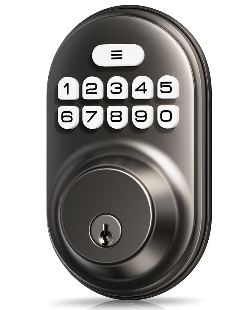Veise Keyless Entry Door Lock, Electronic Keypad Deadbolt, Keyed Entry, Auto Lock, Anti-Peeking Password, Back Lit & Easy Installation Design, Matte Black