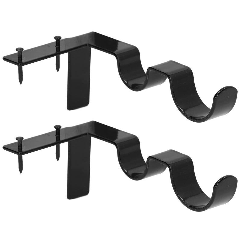 2Pcs Double Curtain Rod Bracket Steel 20lb Load Bearing Assembly Curtain Rod Hooks Holder (Black) Black - NewNest Australia