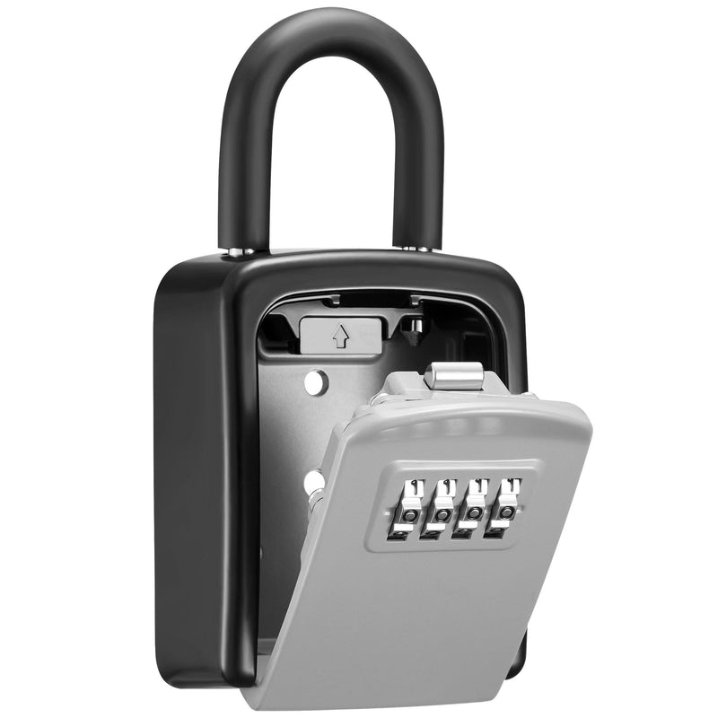 Puroma Key Lock Box, 4-Digit Combination Key Storage Lockbox, Portable Wall Mounted Security Lockbox with Code for Home, Flats, Realtors Garage Spare Keys (1 Pack, Grey) 1
