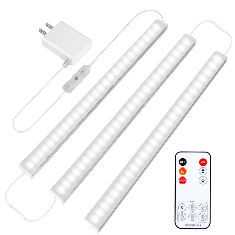 Maylit Under Cabinet Lights Plug in, 3 Pcs 12 Inch Ultra Thin Under Cabinet Lighting, Super Bright Daylight White Under Counter Lights for Kitchen, Dimmable Light for Cabinet, Counter, Workbench, Desk Daylight White (6000K) 3 Pack