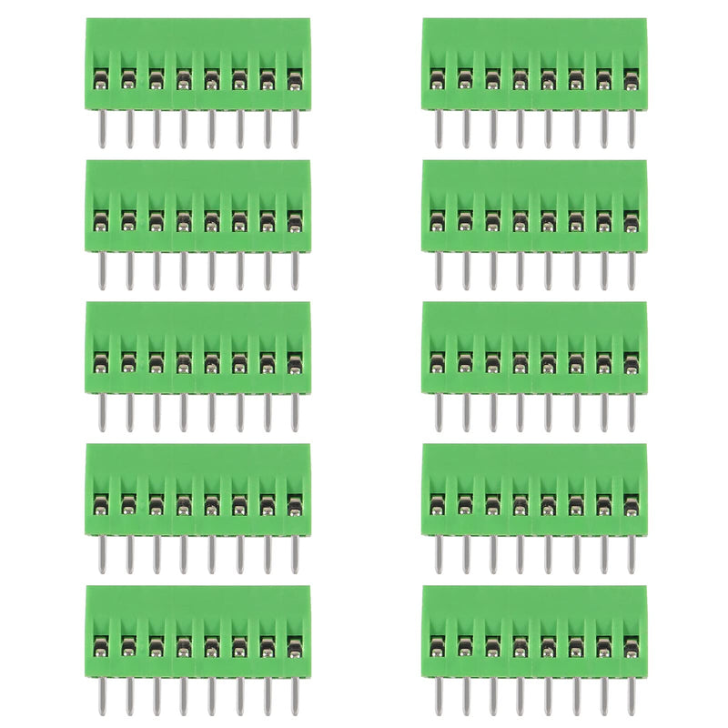 DIANN 10pcs PCB Connectors 8Pin 2.54mm 0.1" Pitch Screw Terminal Block Connector 150V 6A PCB Terminal Block Connector for 26-18AWG Cable 8Pin-10pcs
