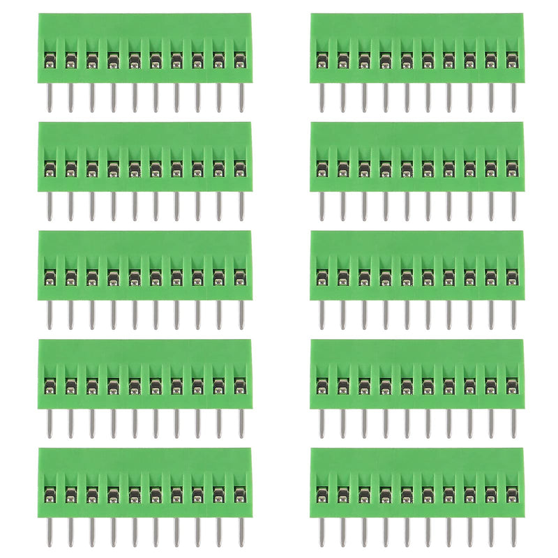 DIANN 10pcs PCB Connectors 10Pin 2.54mm 0.1" Pitch Screw Terminal Block Connector 150V 6A PCB Terminal Block Connector for 26-18AWG Cable 10Pin-10pcs