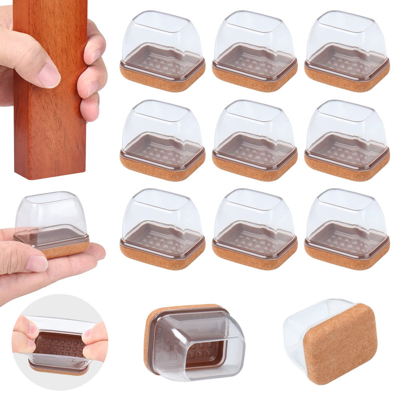16 PCS Rectangle Clear Silicone Chair Leg Floor Protectors with Felt, Rectangle Chair Leg Caps, Chair Leg Covers Cups for Chair Table Desk, Anti- Scratches and No Noise, Fit L :1.3-1.7", W: 0.9-1.2" L(Fit: L :1.3-1.7", W: 0.9-1.2")
