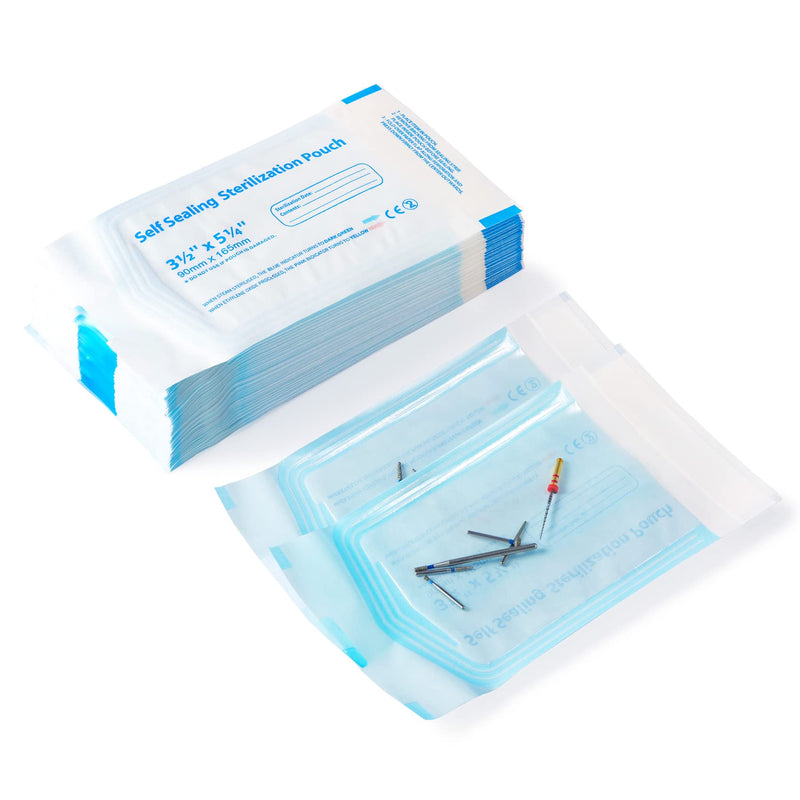 Annhua 3.5 X 6.5 Self Sterilization Pouches for Dental Offices, 100 Pcs Self Seal Sterilizer Bags Pouch - Blue 3.5 x 6.5 inch