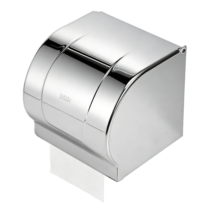 Toilet Paper Holder with Cover Dog Cat Proof Stainless Steel Roll Paper Holder Wall Mount Tissue Box Cover Waterproof Toilet Paper Storage Rack Bathroom Accessories