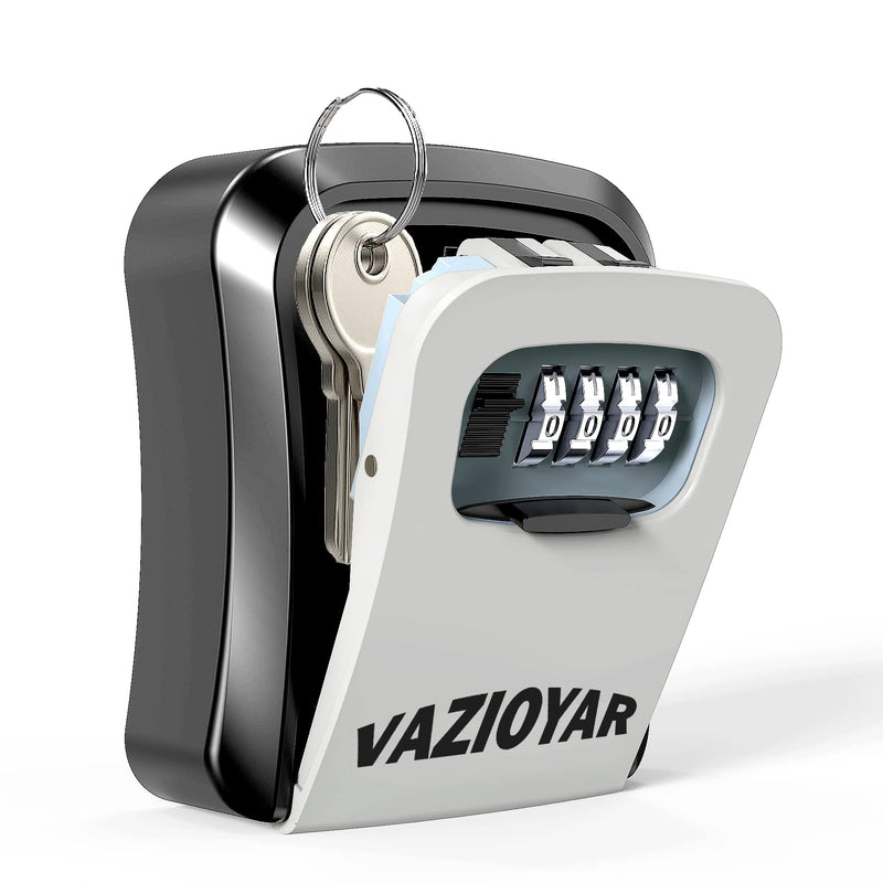 Key Lock Box for Outside, Portable Waterproof Wall Mounted Resettable 4-Digit Combination Key Storage Lockbox, 5 Keys Capacity Key Safe Lock Box for Home,Garage, Office (Without Shackles) Without Shackles