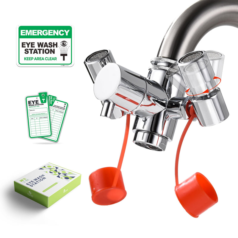 Eye Wash Station for Emergency Eye Wash - Faucet Mounted Eye Wash Station Attachment with Multi-Angle Rotating, Eye Wash Faucet Sink Attachment with 5 Adapters, Eye Washer Adapter for Faucets