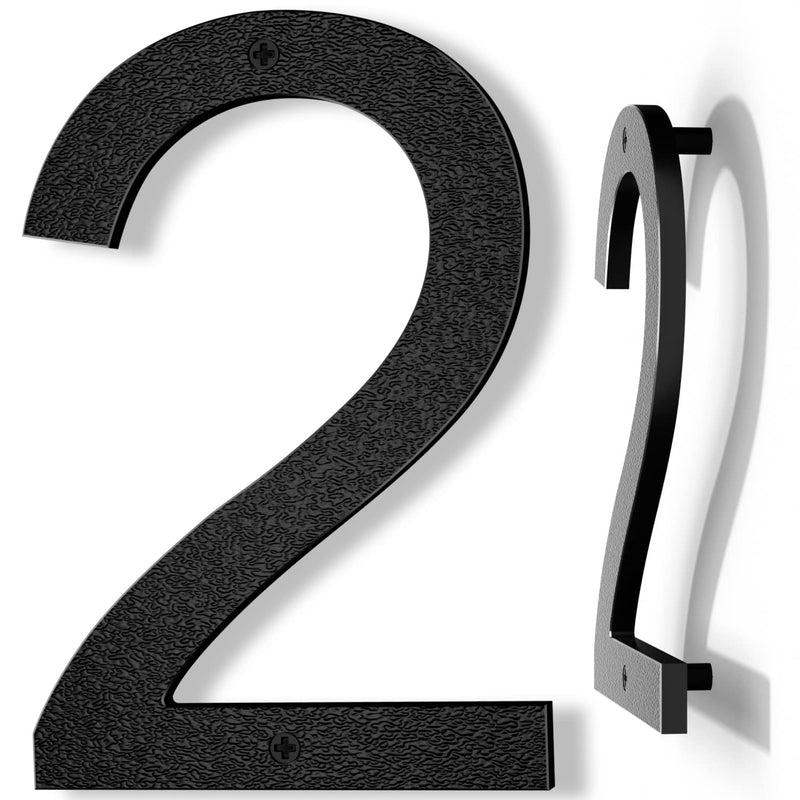 10 Inch Black House Numbers for Outside, Large Floating Home Address Numbers, Modern Exterior Plastic House Numbers for Door Wall Street Garage Gate (2) 10 Inch Number 2