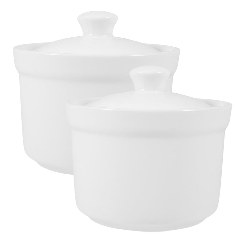 Luxshiny 2pcs Soup Cups with Lids White Ceramic Stew Pot with Lid Steam Soup Bowl Steaming Cup Soup Noodle Bowl Stockpot Cookware for Egg Custard Medicinal and Birds Nest 4 Inches