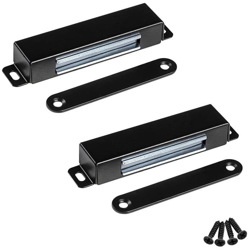 WOOCH Door Magnetic Catch - 90lb High Magnetic Stainless Steel Heavy Duty Catch for Kitchen Bathroom Cupboard Wardrobe Closet Closures Cabinet Door Drawer Latch (3.7 in Black, 2-Pack) 2 Pack