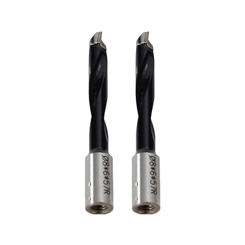 Dual-Spindle Wood Doweling Jointer Drilling Bits,2pcs 6mm Dia x 57mm L x 8mm S Carbide Tipped R/H Rotation 2X6mm Drilling Bits