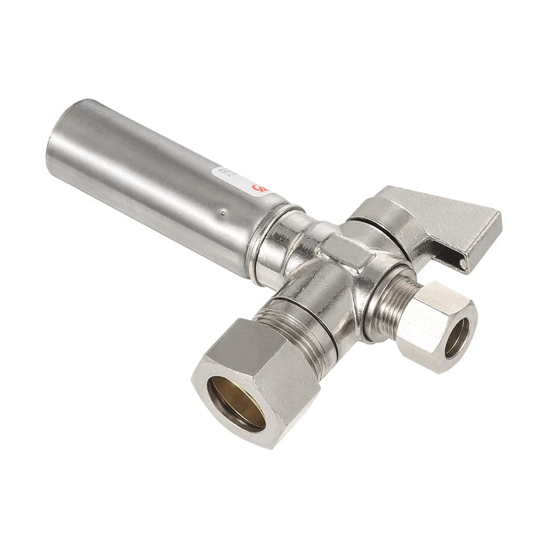 EFIELD 1/4 Turn Stop Angle Valve, 1/2" Nominal (5/8" OD) Compression x 3/8" OD With Stainless Steel Water Hammer Arrestor Chrome Plated Brass Angle Valve-Compression - NewNest Australia
