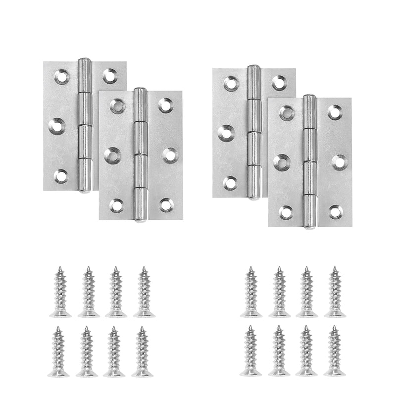 2.5" Door Hinge, 12 Pcs Stainless Steel Butt Hinges, Silver Window Hinges, Interior and Outdoor Hinges with Screws, 60 x 38 x 1.2mm 2.5 Inch