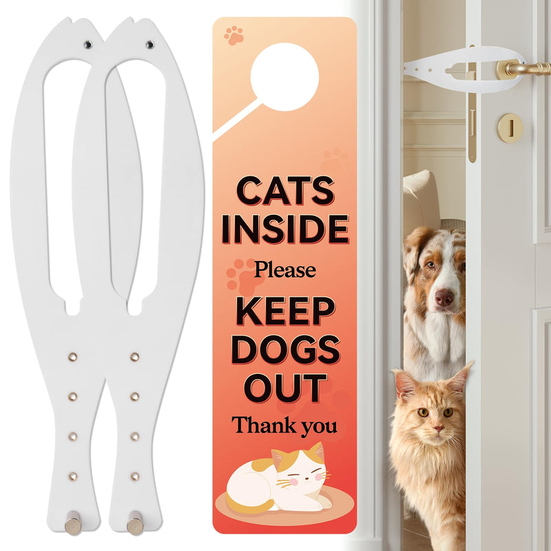 TGIOW Cat Door Latch, 2 Pcs Cat Door Stopper Pet Door Latch to Keep Dog Out of Litter Box and Food, Door Prop for Cat with 5 Adjustable Size Strap 2.5-6" Wide, No Measuring, Easy to Install, White 2pcs-white