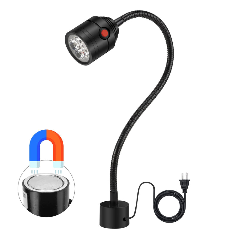Magnetic Work Light, LED Machine Light with Flexible Gooseneck and Magnetic Base, Shop Tool Lamp for Lathe, Work Bench, Sewing Machine, Grill, Industrial Lighting Black - NewNest Australia