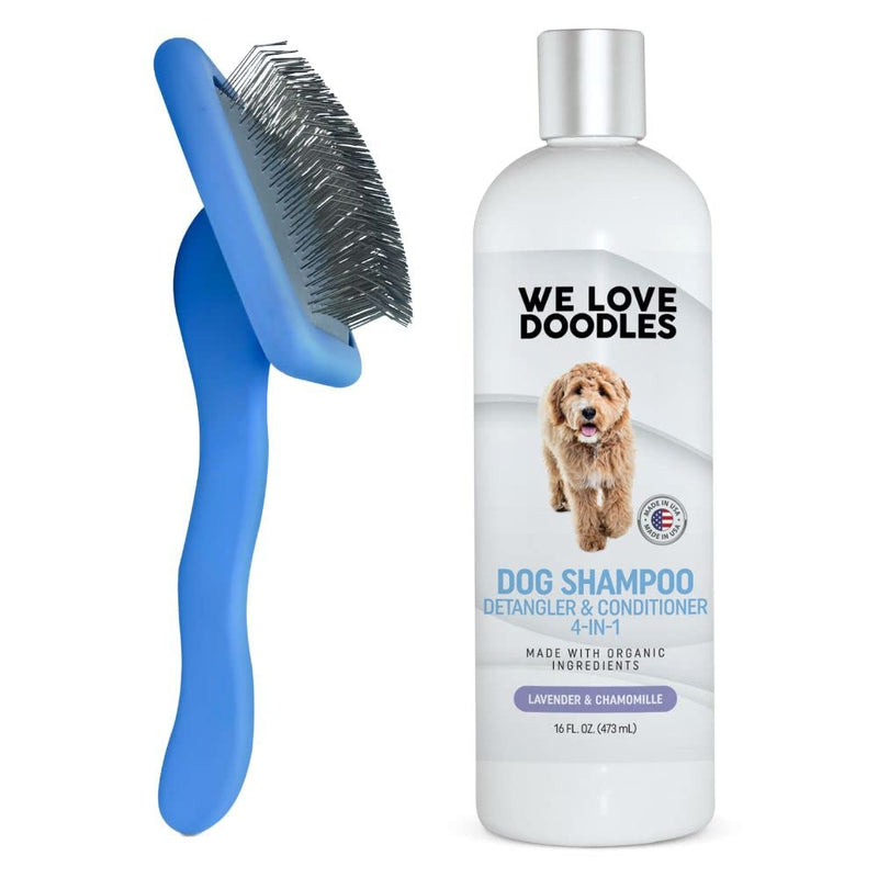 We Love Doodles Grooming Kit - Large Slicker Brush & Shampoo for Goldendoodles - PawsPlanet Australia