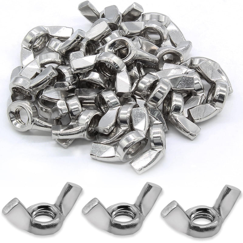 60 PCS Wing Nuts 1/4"-20, Stainless Steel Butterfly Wing Nuts, Hand Twist Tighten Ear Wingnuts Fasteners Parts