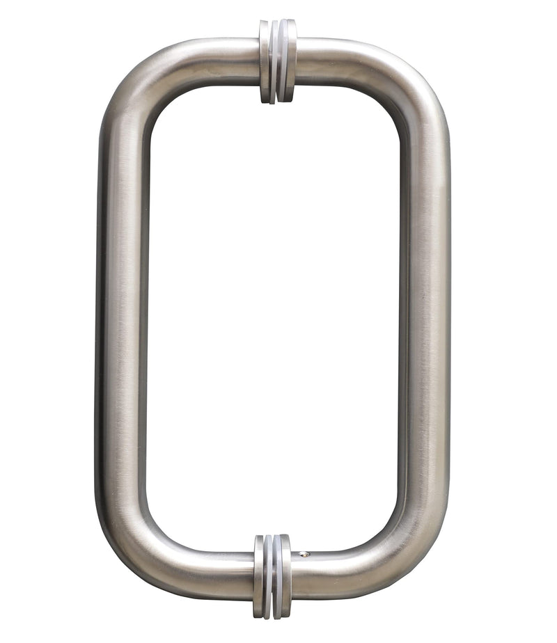CKB 8" Glass Shower Door Handle, Back to Back Glass Door Pull Handle Compatible with 1/4" to 1/2" Thickness Glass for Frameless Shower Doors, Brushed Nickel with 304 Stainless Steel. 8inch