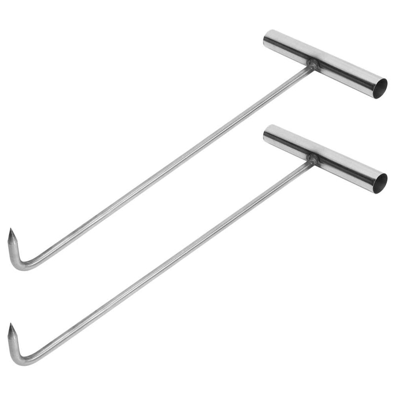 GANAZONO 2Pcs T-Hook Manhole Cover Lifter Pigtail Food Flipper Drain Cover Lifting Tool t Post Driver Rigid Sewer lid Hook Hooks for Keys Heavy-Duty Hook Puller Ceiling Stainless Steel 38X15.2CM - NewNest Australia