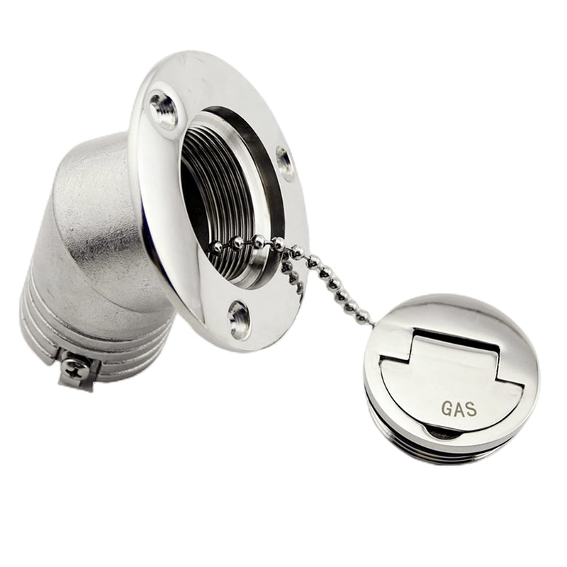 1.5" 38mm Angled Neck Marine Stainless Steel 316 Keyless Cap for Boat Yacht RV Trucks Tractors,Boat Hardware accessories Socket yacht with Rubber Gasket (Option: Gas, 1.5" /38mm) Option: Gas