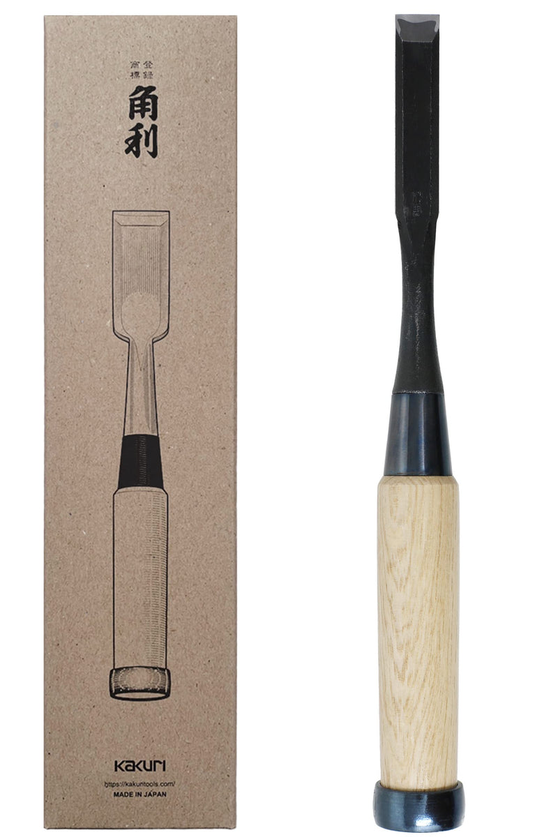 KAKURI Japanese Mortise Chisel for Woodworking 1/2" (12mm), Made in JAPAN, Professional Wood Chisel Oire Nomi (Hand Forged), Japanese White Steel No.2 Blade, White Oak Wood Handle 12mm