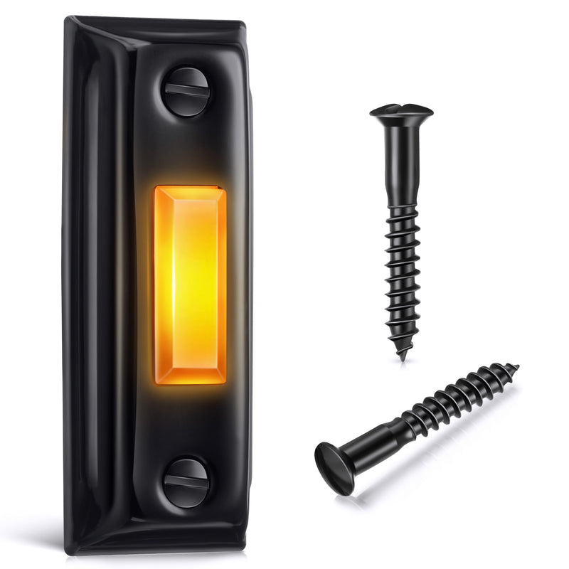 Dreyoo Metal Doorbell Push Button, Heavy Duty Metal Door Bell Wired Button LED Lighted Wall Mounted Door Bell Push Buttons for Home, Universal Garage Door Opener Switch(Black) Black