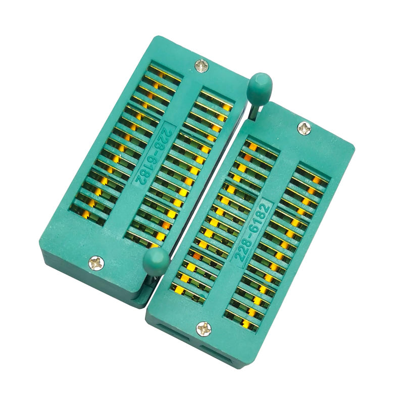 2Pcs 28 Pin 2.54mm ZIF Zip IC Test DIP Board Socket Universal Gilded feet