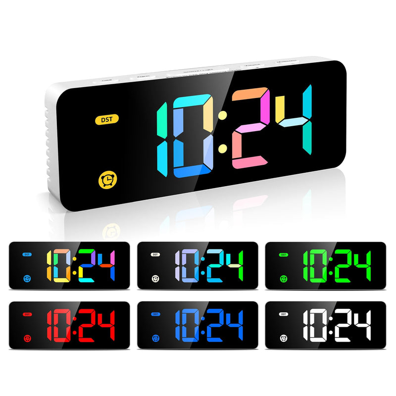Alarm Clock for Kids -Digital Clock with 7 Color, 4 Dimmable Backlight & 3 Adjustable Volumes, 12/24 Hour, Snooze, Small Clocks for Classroom Bedroom Multicolor