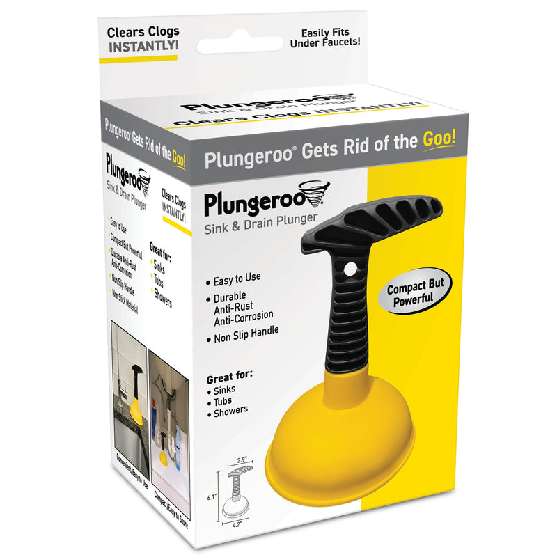 Sink Plunger, Powerful Mini Plunger with Short Handle, Easy-to-Use Small Unclogging Tool for Bathroom Drains, Shower, Bathtub, Toilet, RV and Kitchen Sink, Yellow, (6.1 x 4.2 x 2.9 Inch)