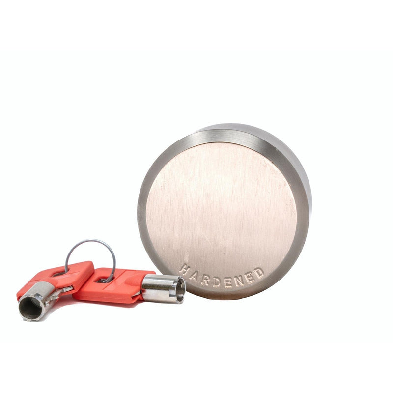 Equipment Lock Puck Lock - Stainless Steel, Multi-Use Uncuttable Lock - Ideal for Gates, Sheds, Roll-Up Doors or Trailers - Padlock Replacement (Keyed Differently) Keyed Differently