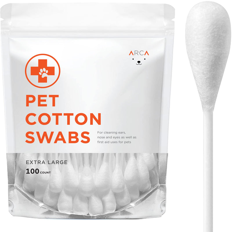 Cotton Swabs for Dogs and Cats - Cat & Dog Ear Cleaner Long Cotton Swab - Extra Large Cotton Head, Cat & Dog Ear Cleaning Kit for Puppies, Multipurpose Pet Cotton Swabs (Extra Large 100 Buds) Extra Large 100 Buds - PawsPlanet Australia
