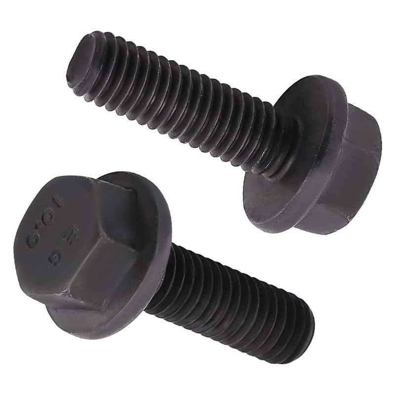 M12-1.75 x 35mm (8 pcs) Flanged Hex Bolt Screws Black Oxide Finish, 10.9 Grade Alloy Steel, Large Flange Washer Head, DIN6921/GB5789, Full Thread M12-1.75 x 35mm 8