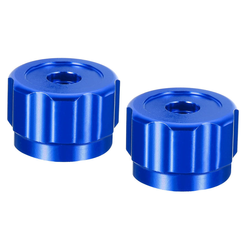 PATIKIL Round Wheel Handle, 2 Pack Faucet Handles Refrigerant Manifold Gauges Knob Square Broach Handwheel Replacement, Aluminum Alloy Blue