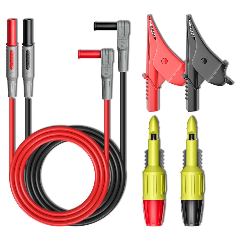 Goupchn Multimeter Test Leads Kit 6PCS with Alligator Crocodile Clips, Wire Piercing Probes 4mm Piercing Clip for Multimeter Voltmeter Thermometer Testing P1300H