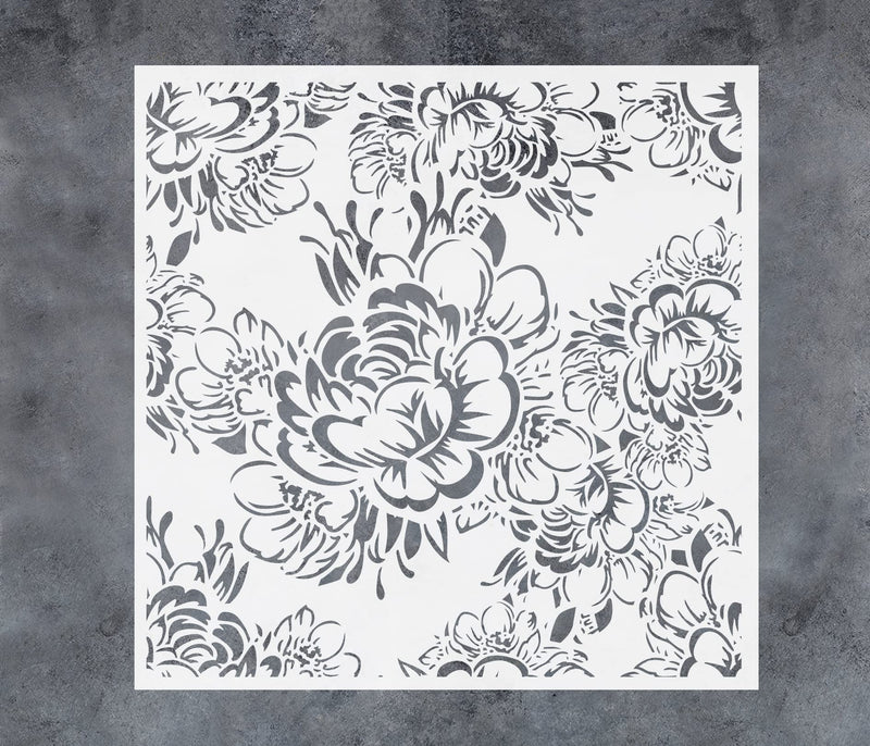 GSS Designs Peony Wall Stencil Reusable Floral Stencil for Walls DIY Flower Stencils for for Painting Walls Floors Wood Furniture (Peony 12'' x 12'') Peony 12'' x 12''