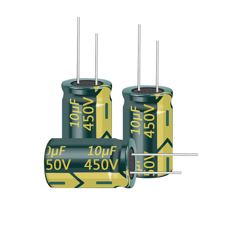 10pcs 450V 10UF Capacitor 10X17MM(0.39x0.67in) High Frequency Aluminum Electrolytic Capacitors for TV, LCD Monitor, Game 10pcs 450V 10UF