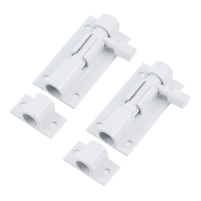 2-inch Slide Bolt Latch White Slide Locks for Inside Door Barrel Bolt Latch Sliding Door Security Slide Latch Lock -2pcs 2 Inch
