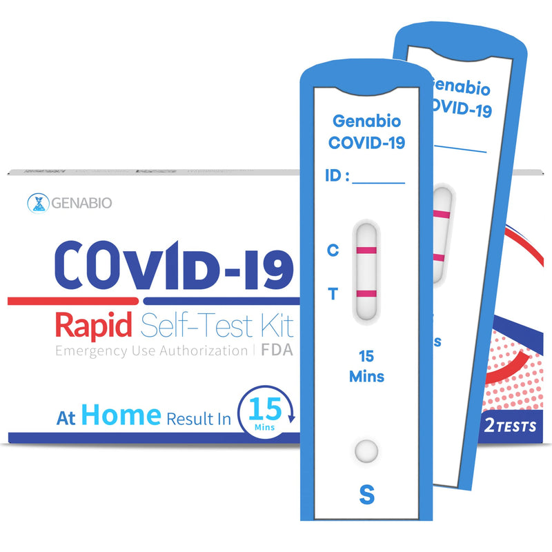 Genabio COVID-19 Antigen Rapid Self-Test Kit (2 Pack) – FDA EUA Authorized | 15-Minute At-Home Results | FSA/HSA Eligible | OTC Nasal Swab – Ages 2+ (1 Pack, 2 Tests) 1 Pack-2 Tests