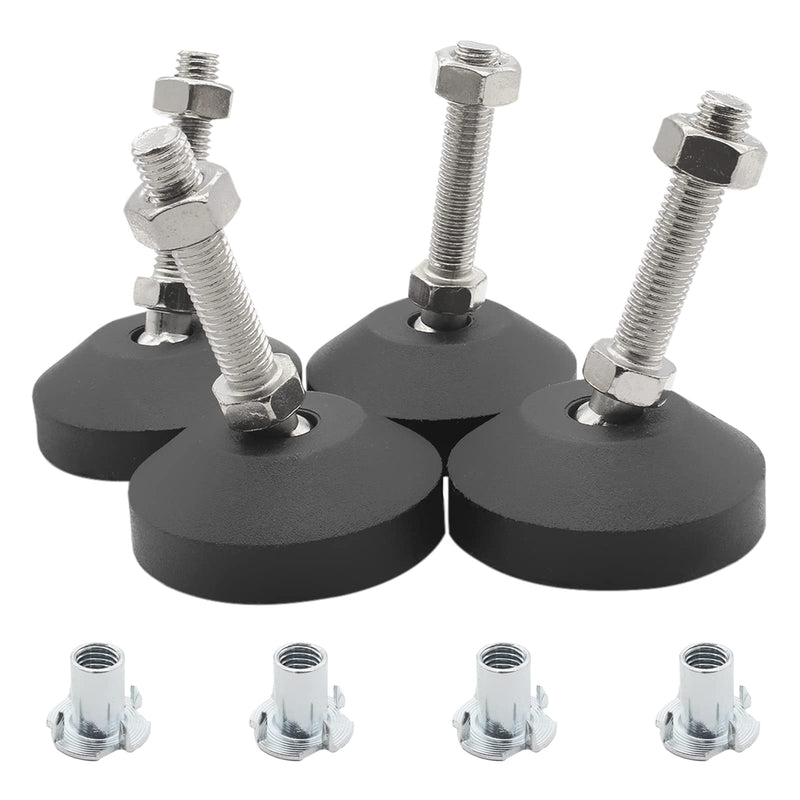 Luomorgo 4 Pcs M10 Leveling Feet with T-Nut, Anti Skid Threaded Rubber Feet, Adjustable Swivel Levelers for Furniture Feet, Heavy Duty Appliance Feet for Mechanical Equipment (D50 x M10 x H50) D50 x M10 x H50