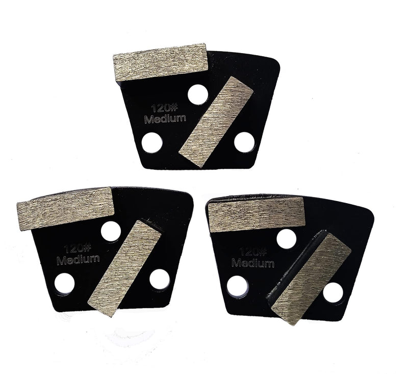 3 Pcs Trapezoid Sintering Diamond Grinding Disc Block for Concrete Floor | 120# Medium Bond for Epoxy 120#