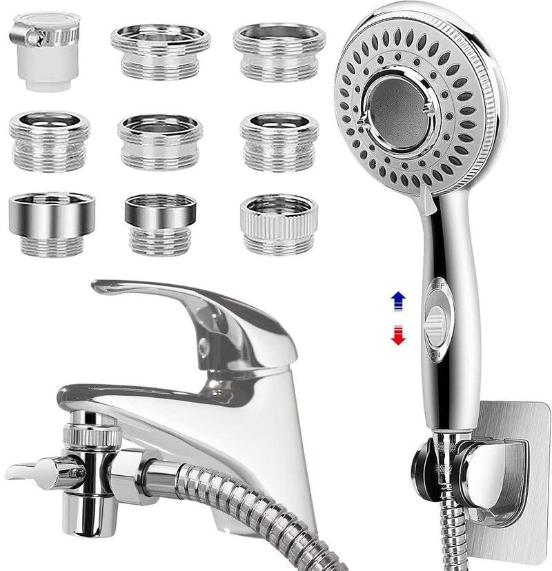 Shower Head Sink - Faucet Bathtub, Hose Sprayer Attachment with 9 Adapters, 79" Hose for Hair Washing, Pet Dog Rinse & Baby Bath, ON/OFF Extension for Tub Faucet, Utility Sink, Laundryroom, Garden